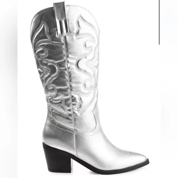 NWT Women's Chantry Mid Shaft Western Boots silver size 10 - Picture 2 of 6